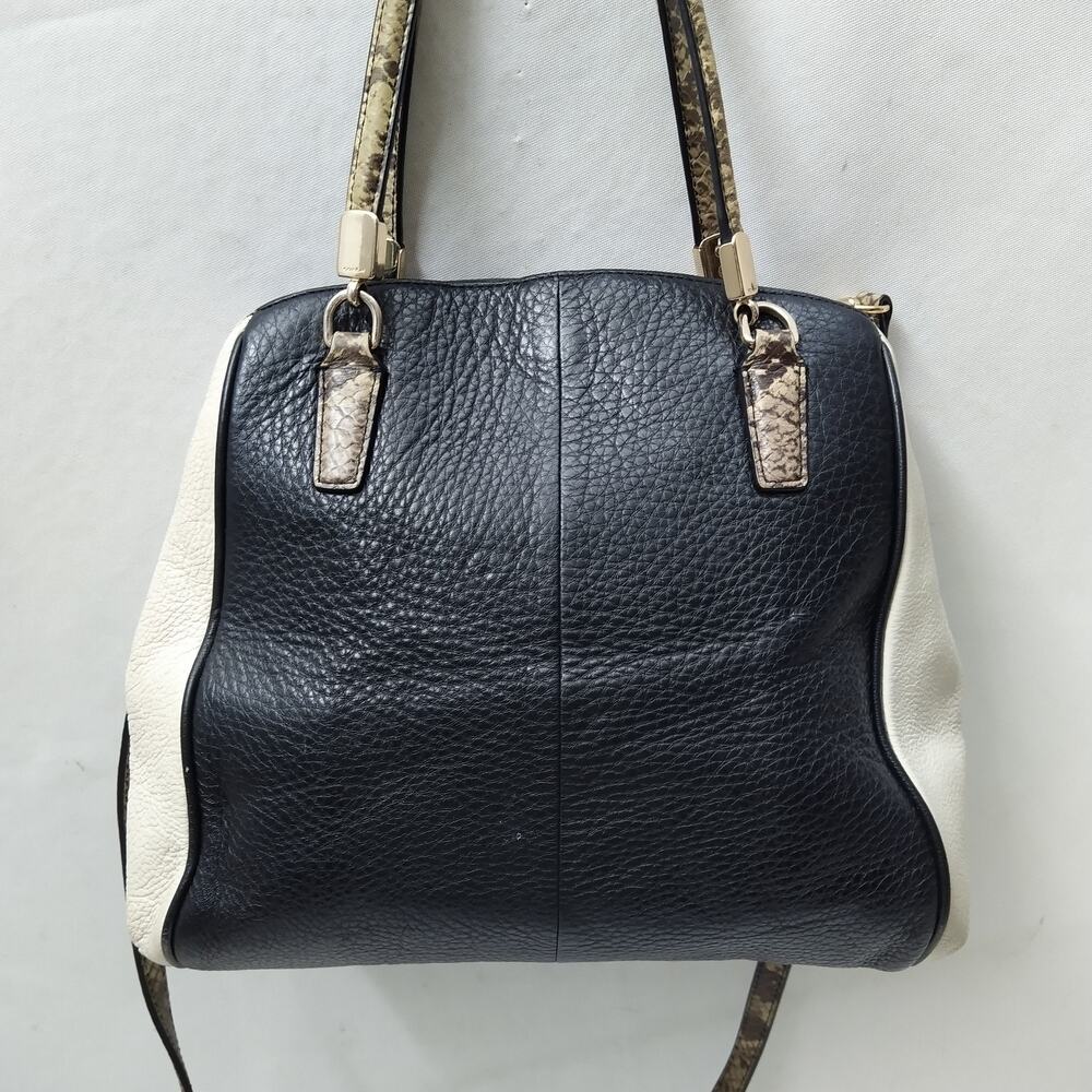 Coach Minetta Black Pebbled Leather Snakeskin Detail Satchel Crossbody Bag - Picture 3 of 16